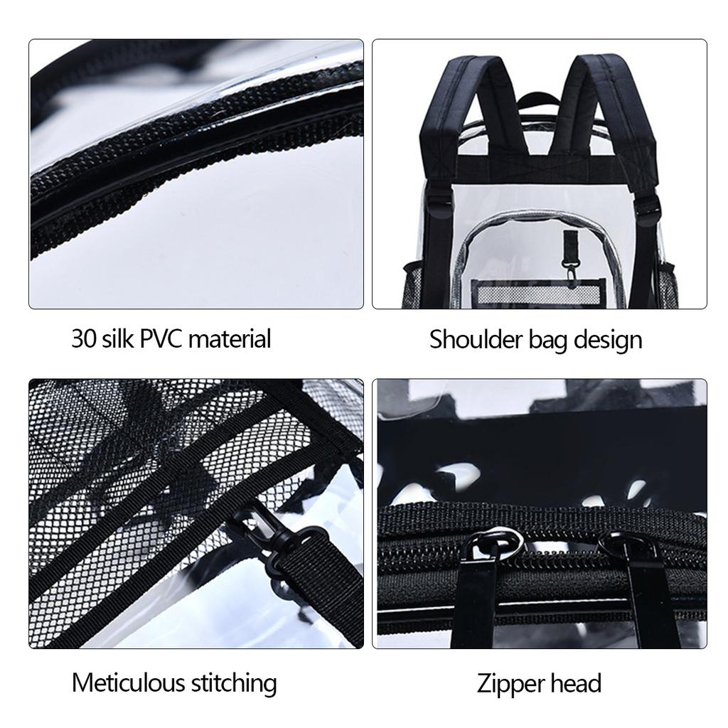 17" Transparenter Rucksack Wasserabweisend Transparenter Rucksack Strapazierfähig Durchsichtiger Rucksack Große Kapazität Buchertasche Schultasche