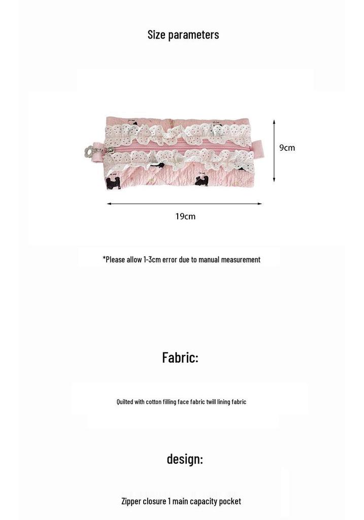 Floral Lace Quilted Pencil Case: Large Capacity, Portable Stationery Bag for Girls
