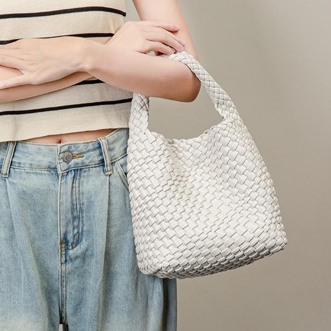 Hand-woven Women's Bag Summer Solid Color Portable 2 Set Casual Retro Shoulder Messenger Bag
