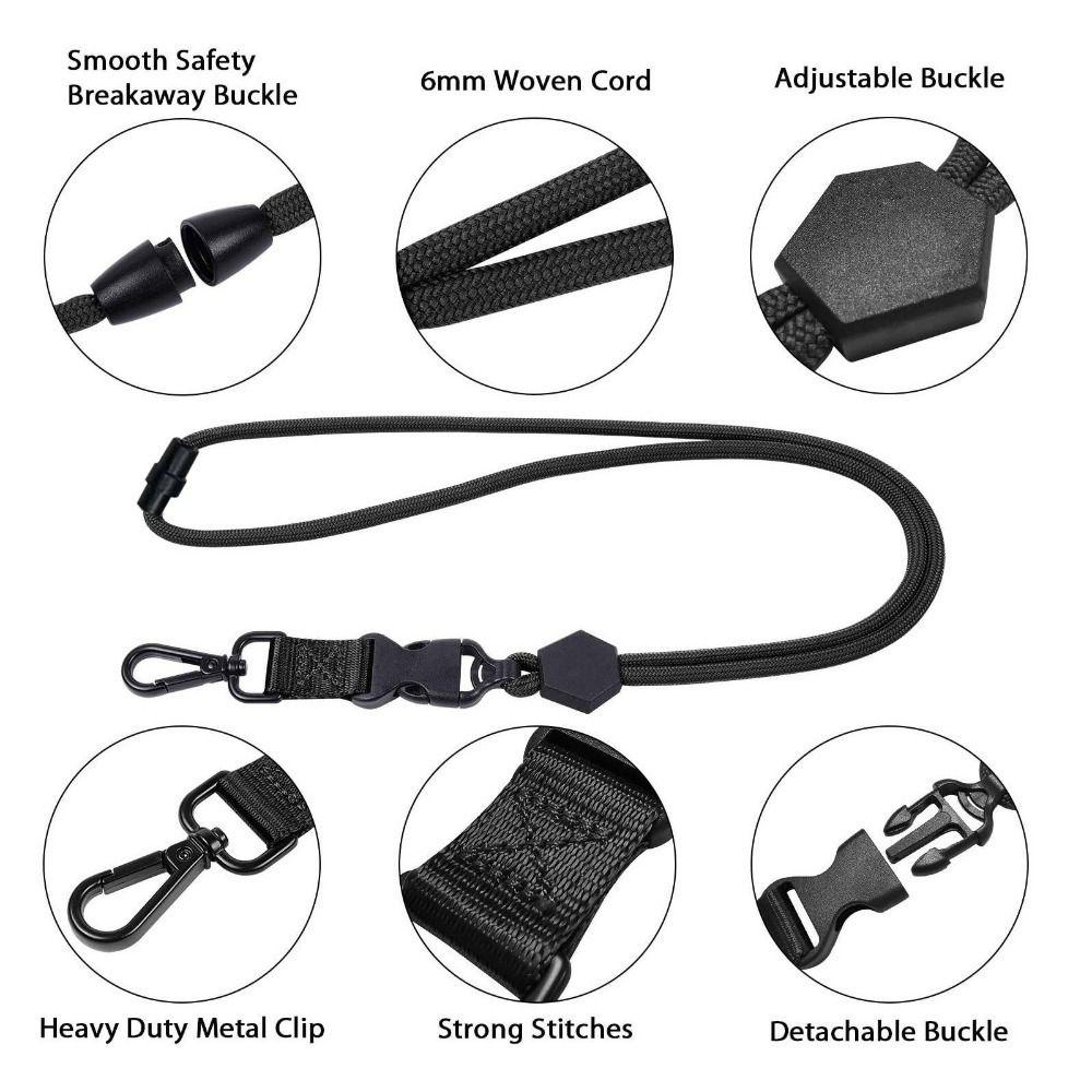 Adjustable ID Rope Metal Polyester Neck Strap Necklace Keychain Holder  Women Men