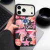 For iPhone 17 Pro Max Case Luxury Pink Cartoon Floral Pattern Leather Texture Silicone Cover For iPhone 16 Pro Max 15 14 13 12 11 16E Air