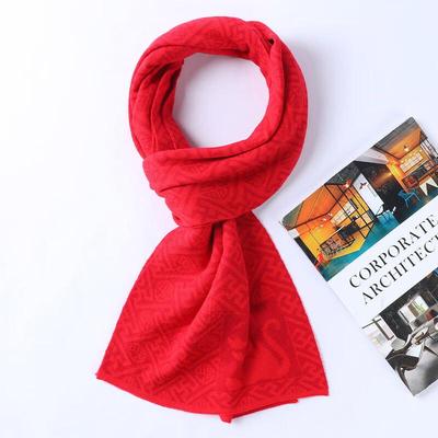 Hengyuanxiang 2024 Unisex Wool-Blend Red Zodiac Scarf