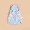 Summer Light Blue Dog Dress with Lace Decoration, Sleeveless Princess Dog Girl Clothes for Small Dogs/Cats Party Costume Attire