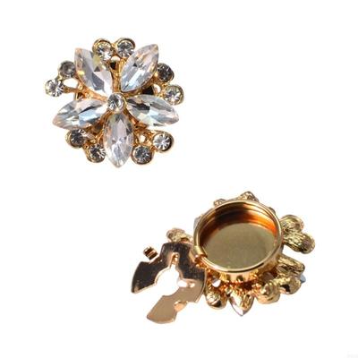 Elegant Glass Rhinestones Flower Shirt Button For Formal Wear And Wedding Attire