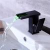LED Basin Faucet Hot and Cold Square Basin Faucet Brass Waterfall Crane Sink Faucet Single Handle Water Tap