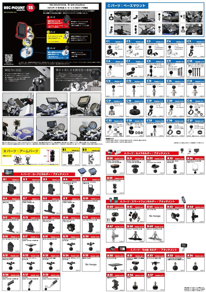 Camera Mount Set for Digital Cameras and Action Cams with UNC Camera B1 and C21 REC-MOUNT25 (A30 1/4-20 Screws, Screws, Screws) [RM25-A30-B1-C21]