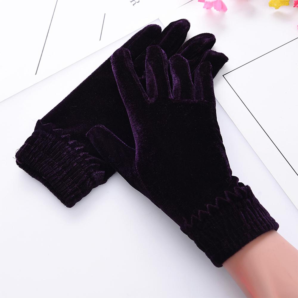 Party Winter Autumn Soft Women Solid Driving Gloves Gold Velvet Gloves Elastic Full Finger Mittens