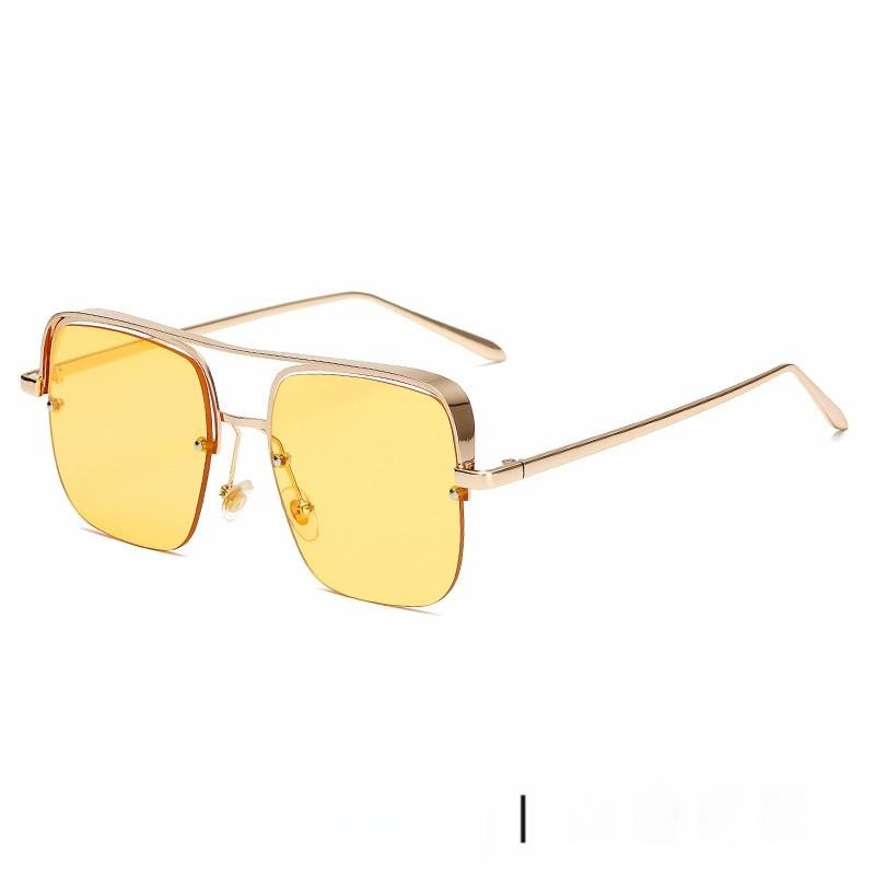 Half Frame Square Ocean Glasses With Pink Lenses For Fashionable Outdoor Wear