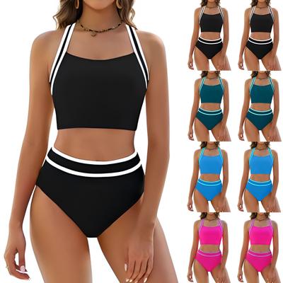 Damen Zweiteiliger Modischer Sexy Bikini Mit Gepolsterten Cups Und Ohne Bügel Badeanzug