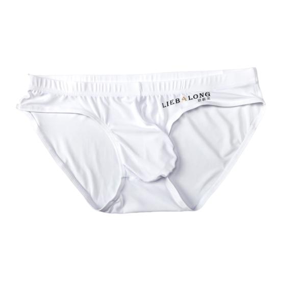Men Briefs Low Waist U-Convex Wrap Bag Panties Solid Color Ice Silk Smooth Seamless Sexy Underwear
