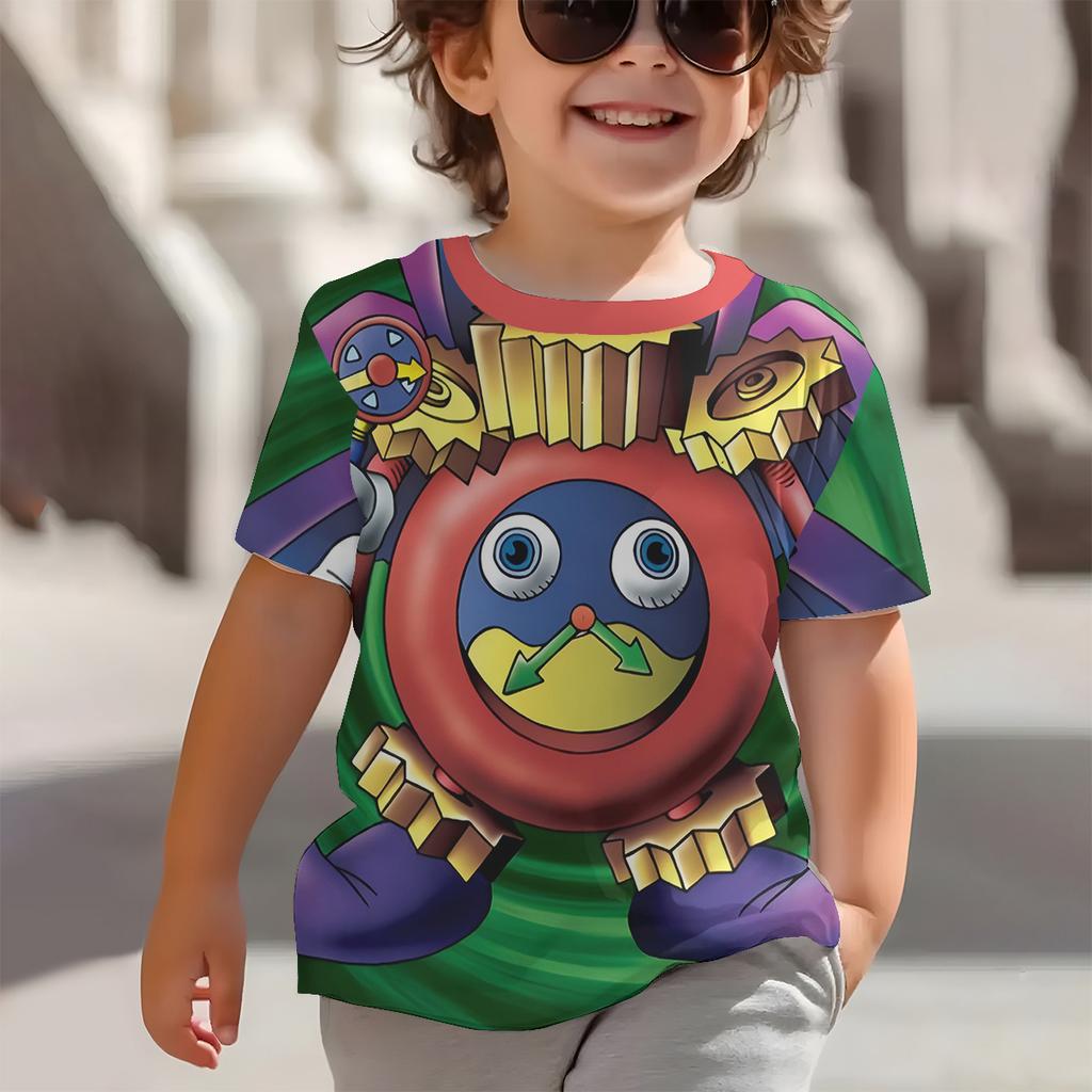 Monster Pattern 3D Printed Children's T-shirt, Boys' Fun Short Sleeved Top