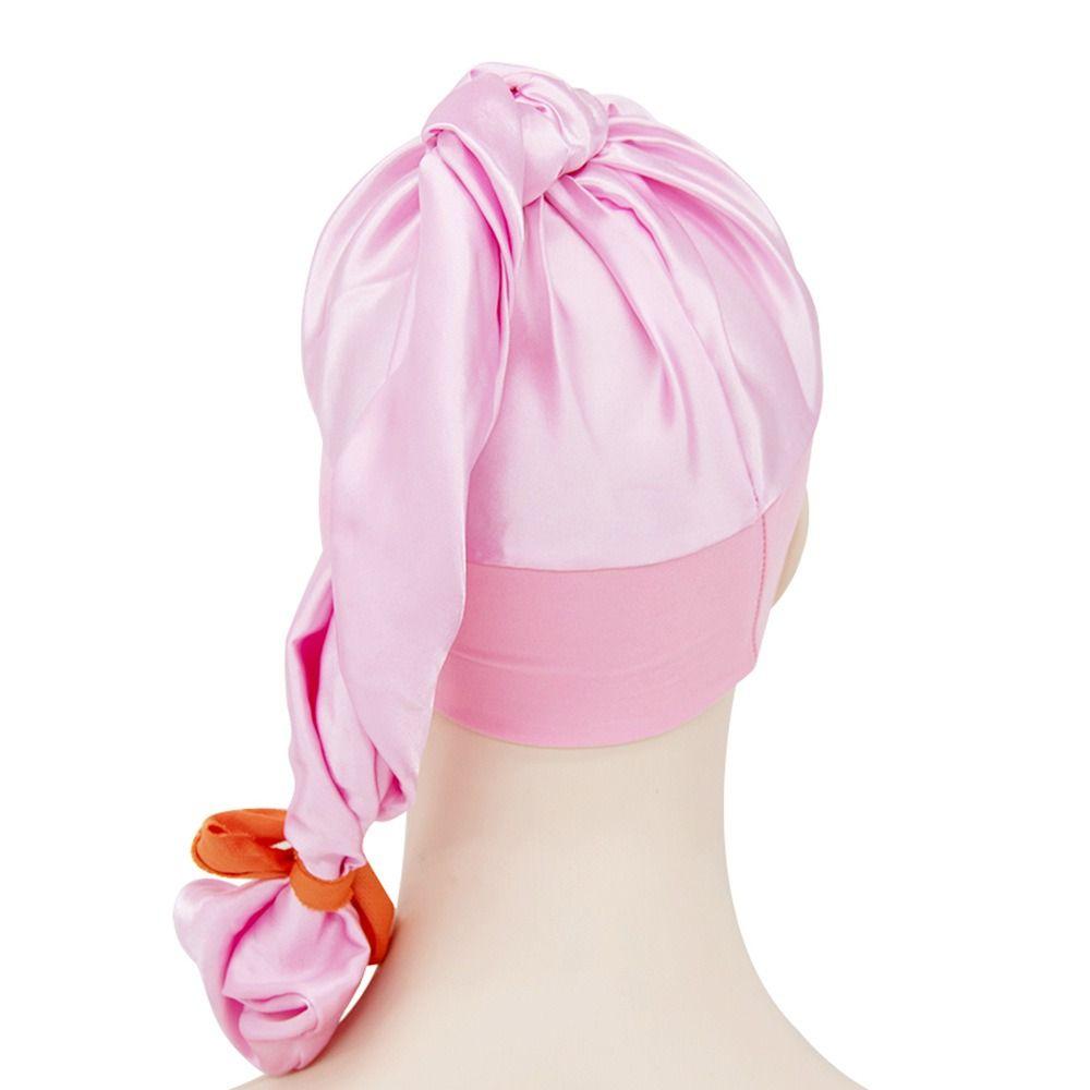 Wide Edge Satin Sleep Cap Long Hair Cap Fashion Silk Hair Wrap  Sleeping