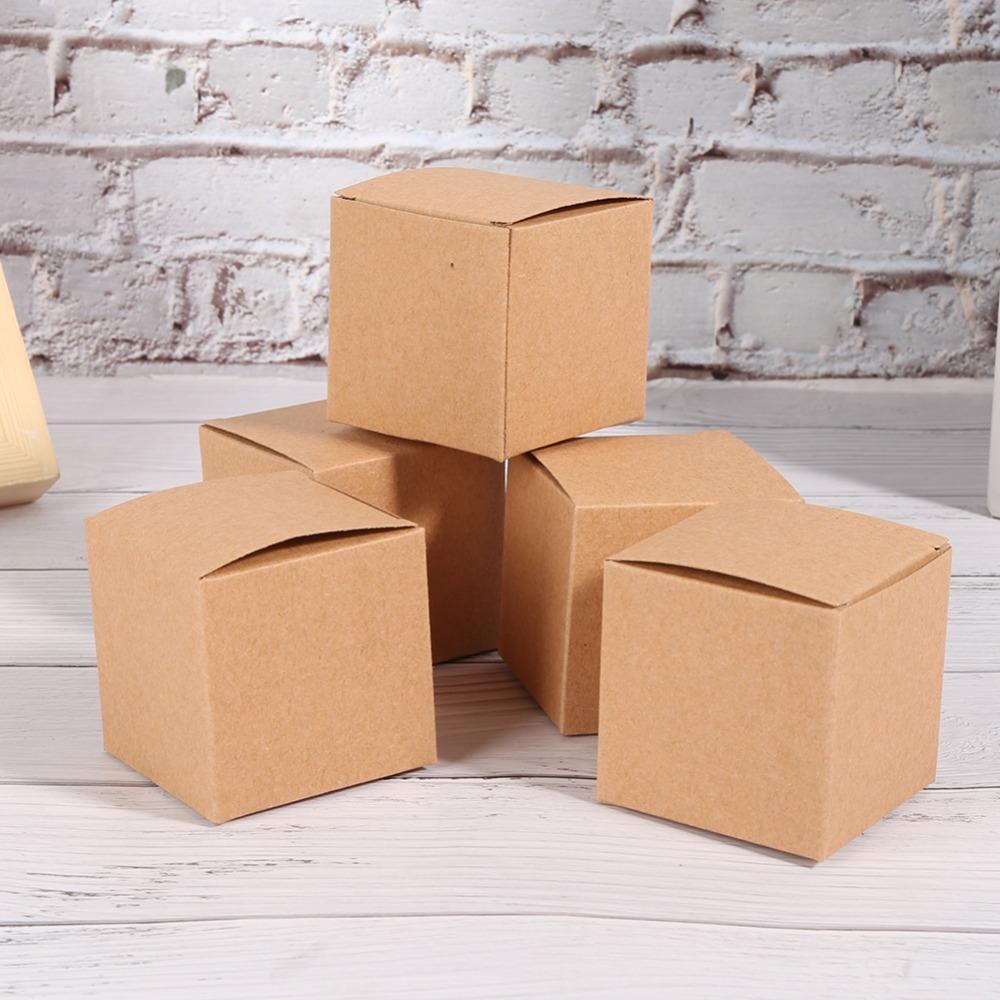 

50PCS With Lids Kraft Paper Box Brown Paper Box Wrapping Supplies Boxes Party Favors