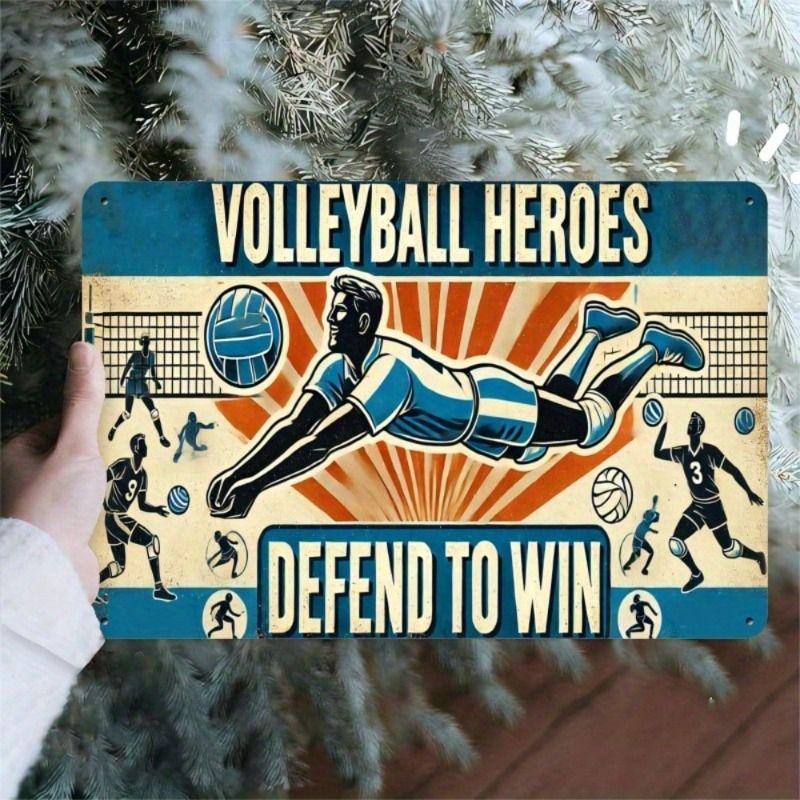 Metal Wall Art Volleyball Retro Poster Fan Gift for Men Garage Decor