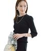 Yours BEXU1684 Crew Neck Puff Sleeve Size L Women's Knit, Black,