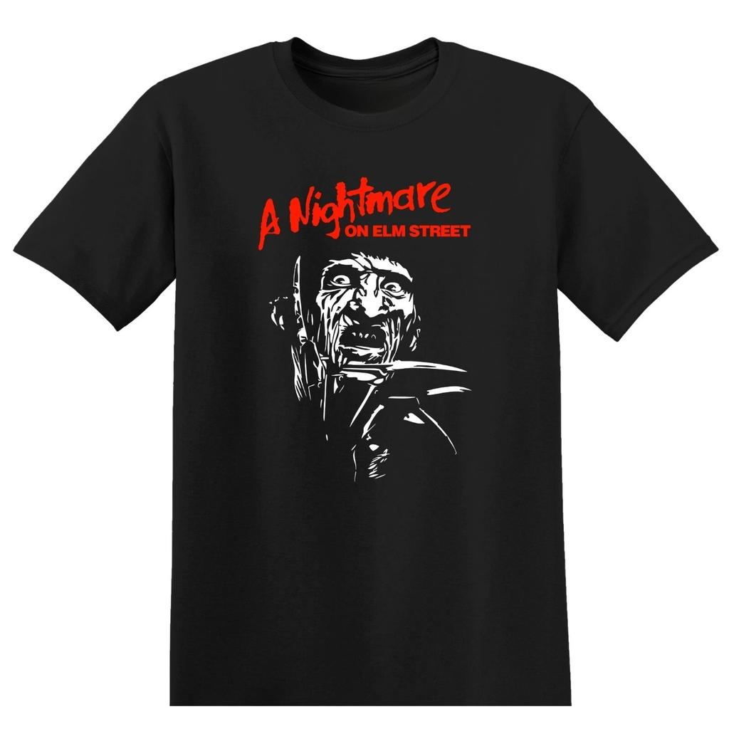 A Nightmare on Elm Street Horror Movie T-Shirt Black Men's and women's same pure cotton streetwear oversized t shirt