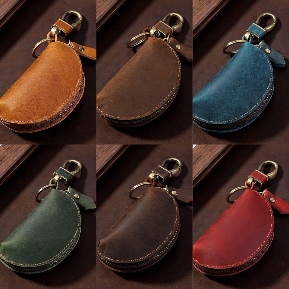 Crazy Horse Leather Car Key Pouch Genuine Leather Key Holder  for Secure Keys Storage