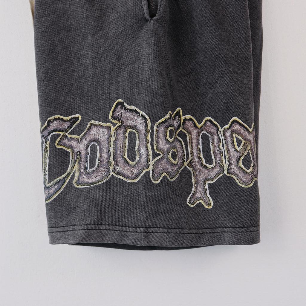 Retro American Tide Hip Hop Washed Terry Shorts