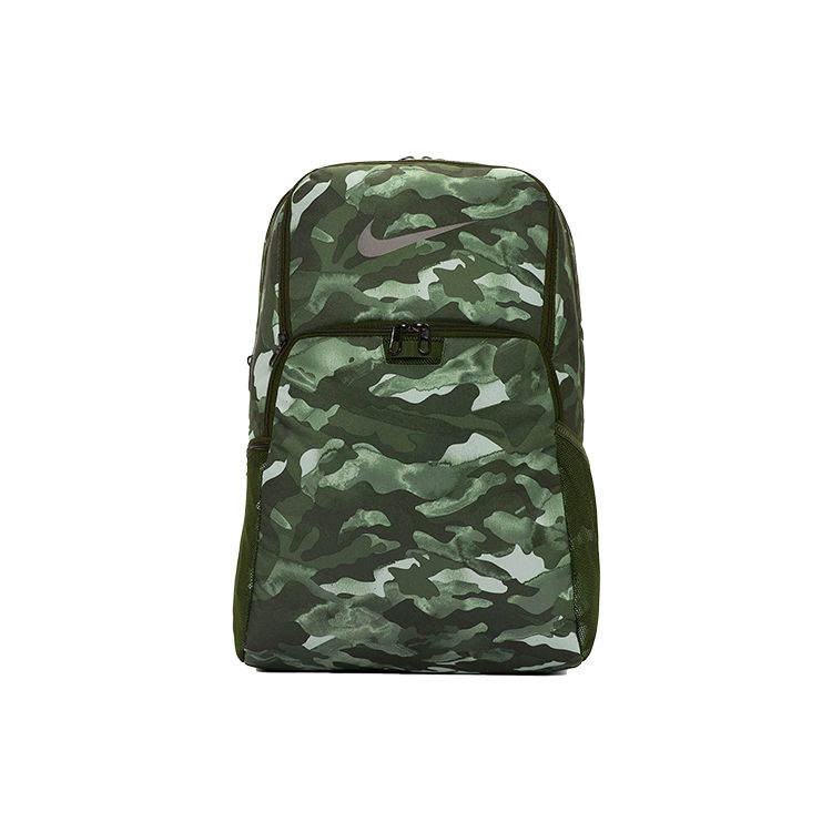 Nike Brasilia Polyester Backpack Unisex Backpacks Green Camouflage BA6216-100 Green Camouflage