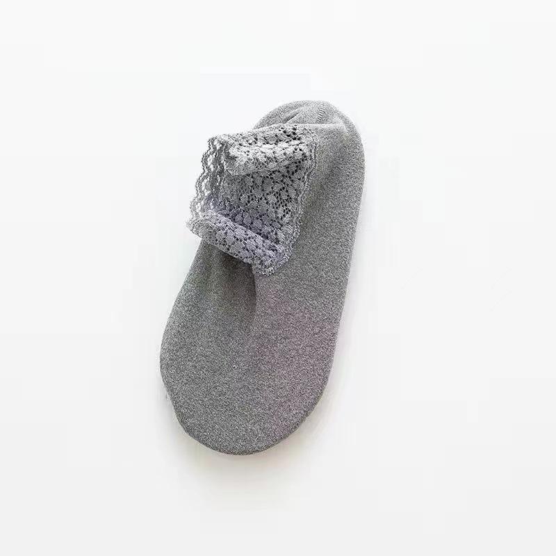Warme Wadenlange Damensocken mit Spitzenbesatz - Dick, Kältebeständig, Rutschfestes Silikon, Bequeme Herbst-/Winter-Haussocken für den Boden