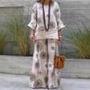 Autumn New Collection of Women's Round-neck Printed Fashionable Casual Two-piece Loose Trousers