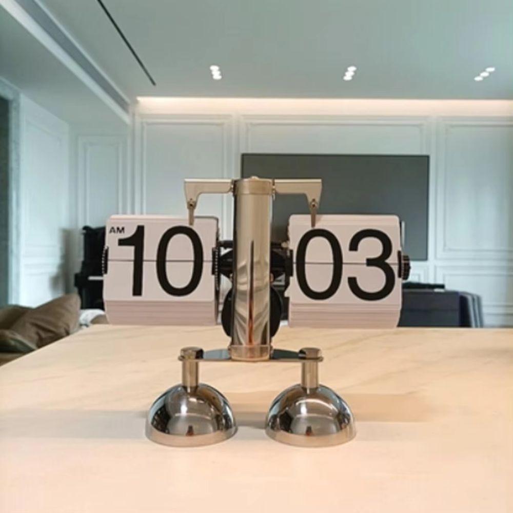 Portable Automatic Flip Clock Nordic Style Page Turning Clock Retro Desk Flipping Clock Desktop