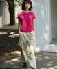 THE GREEN LAB Soccer Football Color Block Short Sleeve T-Shirt [Pink]