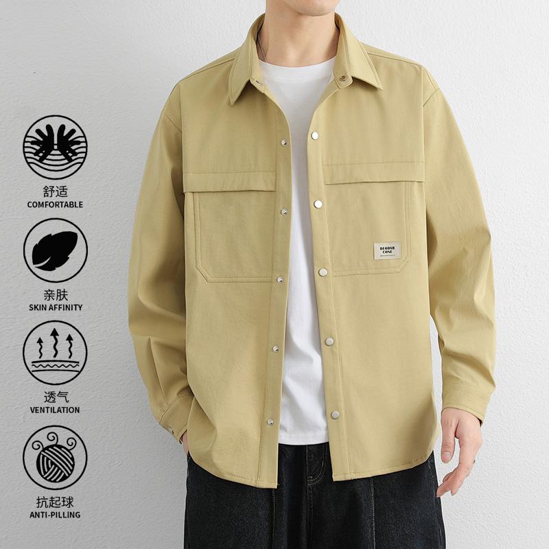 Jacket Men's Work Shirt Men's Long-sleeved Spring and Autumn New Loose Trendy Casual Shirt Jacket