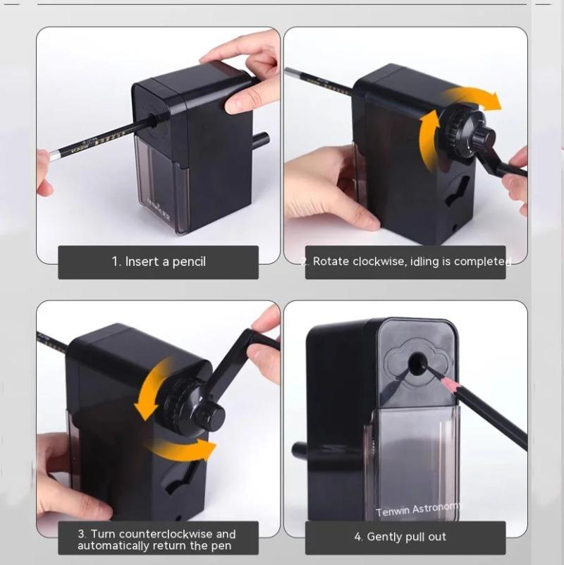 Hand Crank Pencil Sharpener Cutter For School Student Artist Charcoal Large Capacity Rotary Pencil Knife Tools Adjustable Points