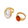 8Pcs/Set Women Stackable Rings Elegant Flower Irregular Faux Pearl Ring Retro Faux