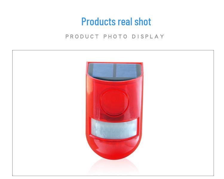 Outdoor Solar Alarm with Infrared Motion Sensor, Remote-Controlled Sound and Flashing Light Anti-Theft Warning System