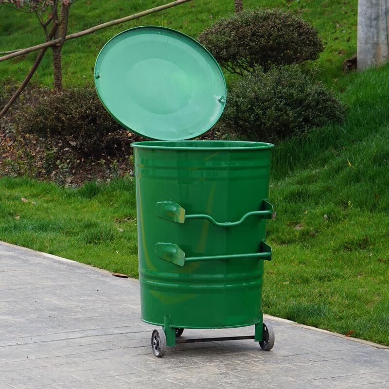 Zhuang Taitai 360L Outdoor Iron Sanitation Waste Bin with Lid and Wheels