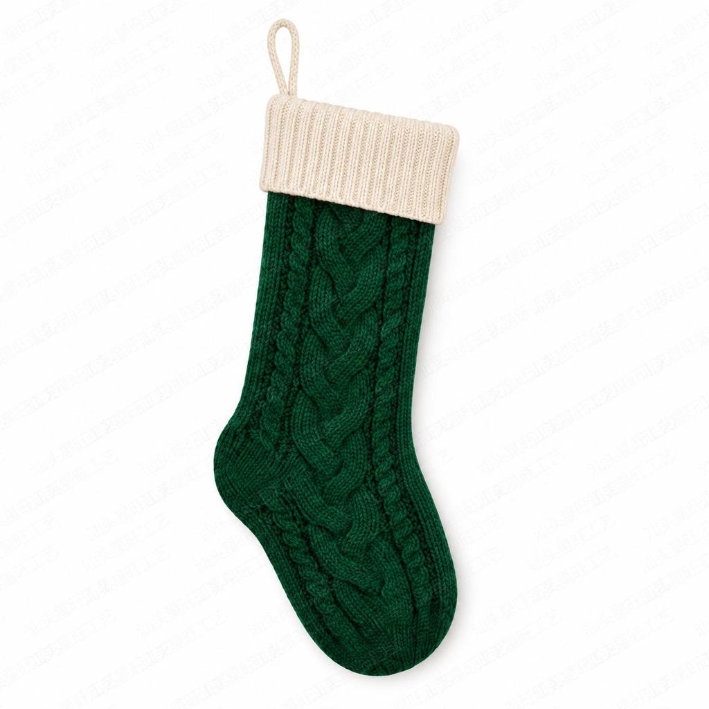 Cross-Border Knitted Christmas Stockings & Tree Ornaments – Diamond Pattern Woolen Gift Bags