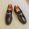 New Platform Men's Green Loafers Slip On All-match Wedding Shoes Patent Leather Shoes for Men Men Pointed Toe Flats Formal Shoes