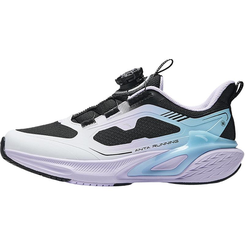 Anta Kids Synthetic Leather PG7 Youth Edition Lightweight Shock Absorption Low Top Running Shoes Men sneaker Black White Blue 322445531-3