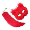 652F Therian Mask And Tail For Women Girls Fuzzy Cats Foxes Wolf Mask Tail Keychain Cosplays Halloween Costume