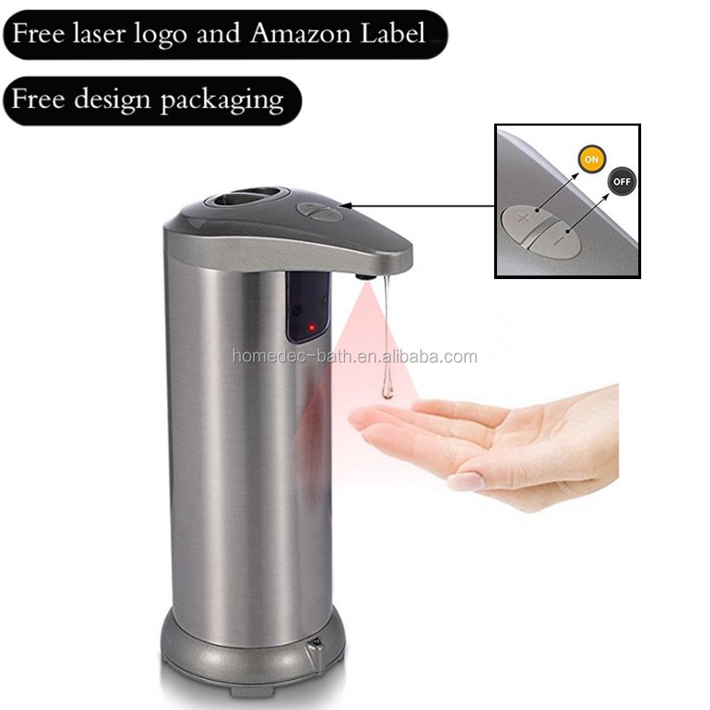 New Version Update Button Automatic Soap Dispenser, Stainless Steel Touchless Hand Free Motion Sensor Automatic Soap Dispenser