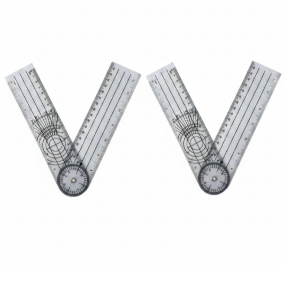 2pcs Plastic Material Folding Ruler Frosted Surface Goniometer Ruler For Woodworking