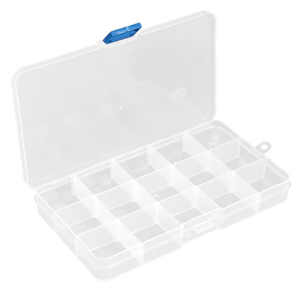 10/15/24 Grids Fishing Tackle Box Squid Jig Hard Lure Tool Case Visible Fishing Tackle Box Clear Storage Organizer for Fishing