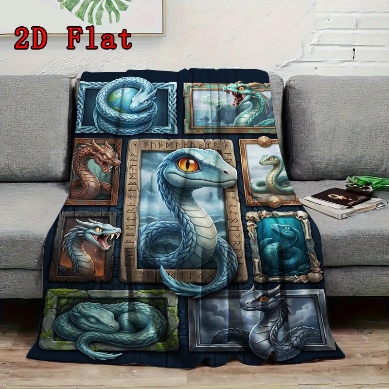 Mythical Serpent Compilation 2D Flat Pattern Flannel Blanket, High Quality All Seasons, Home Decor, Warmth and Comfort, Perfect for Christmas Gifts.