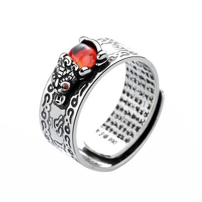 Feng Shui Ring Finger Ring Pixiu Mani Mantra Protection Wealth Ring Amulet Wealth Lucky Open Adjustable Ring Jewelry