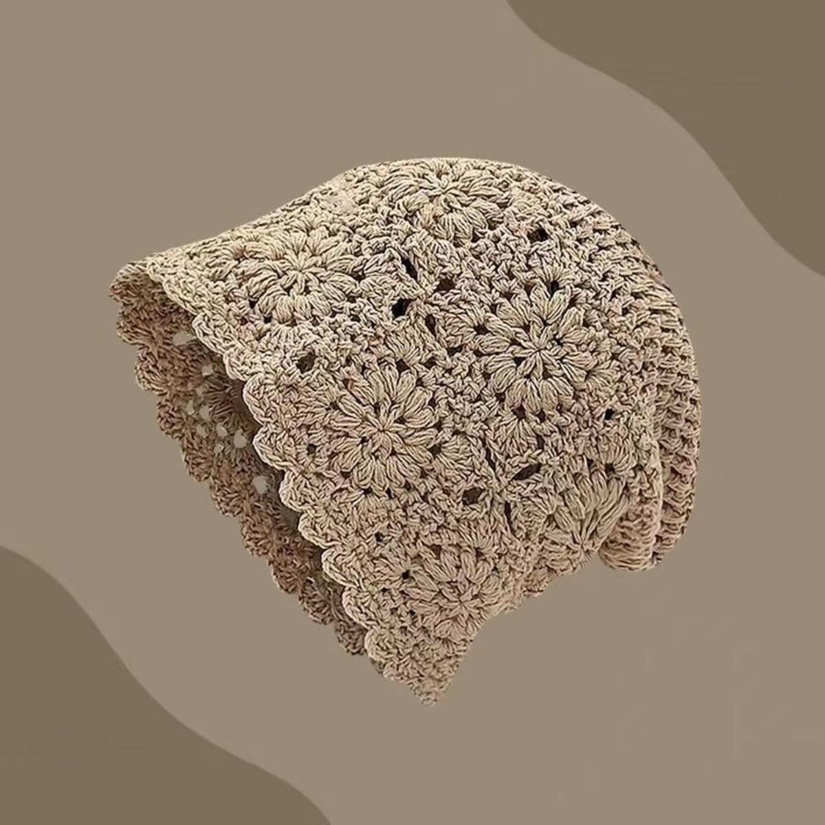 

Женская шапка-бини свободного кроя без полей, вязаная ажурная шапка, шапочка, женская шапка, тонкой вязки, шерстяная шапка, вязаная шапка, шапка-пирожок хаки