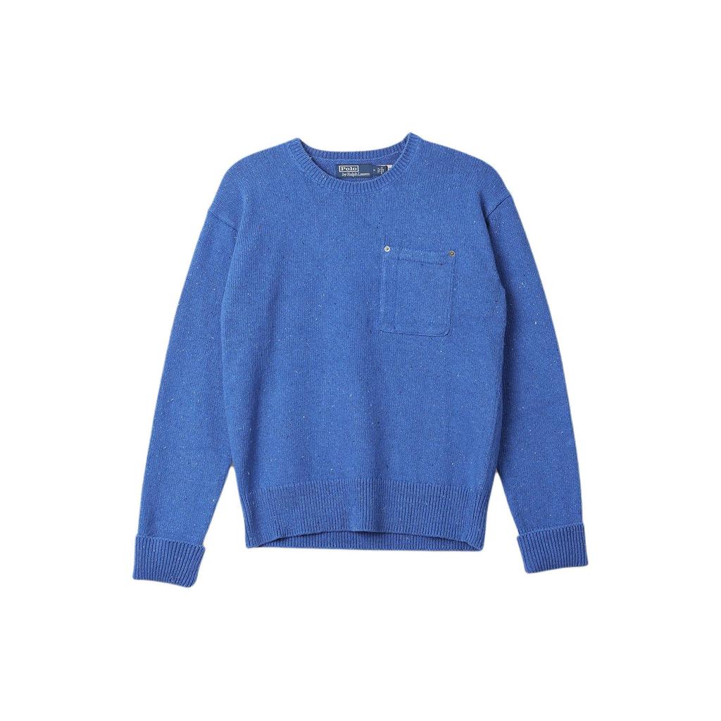 Polo Ralph Lauren Solid Color Pocket Ribbed Crew Neck Pullover Sweater Men sweater Blue 710870045-004
