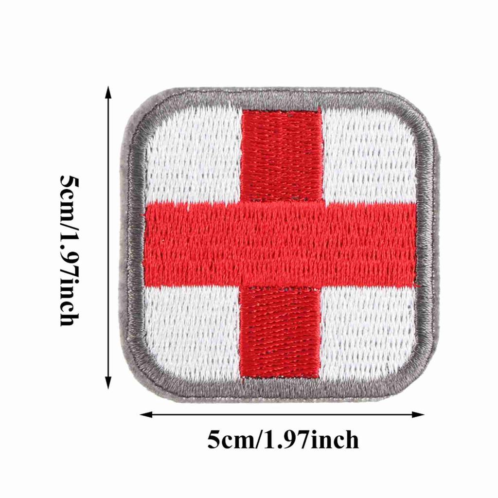 Medical Cross Embroidered Patch Hook&Loop Embroidery Applique Badge On Clothing Bag Hat(#2)