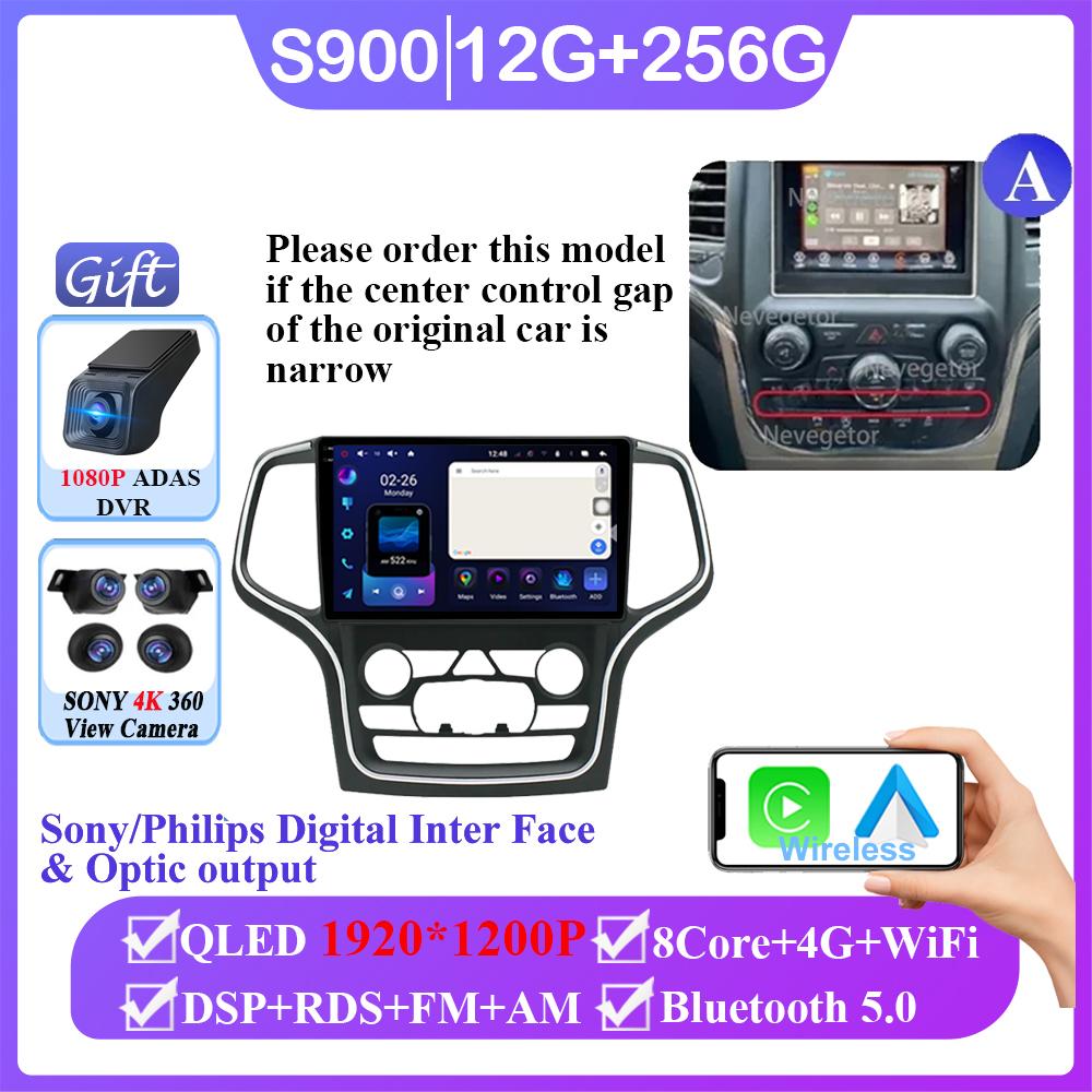 Android 14 For Jeep Grand Cherokee WK2 2014- 2022 Car Radio Multimedia GPS Navi Stereo BT Auto Carplay NO 2din DVD QLED Screen