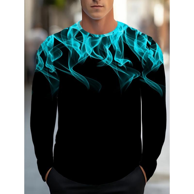 

Мужская модная повседневная футболка с круглым вырезом и длинными рукавами с рисунком пламени S