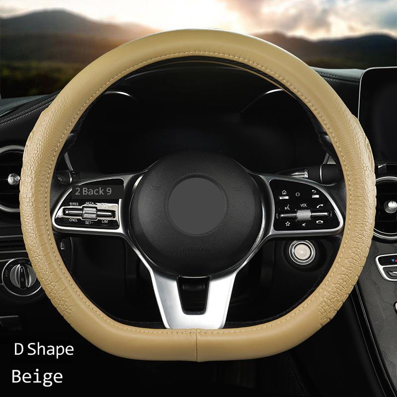 Crocodile Grain Steering Wheel Cover Rear Leather Protective Case Car Steering Wheel Universal Alligator Handle Cover D