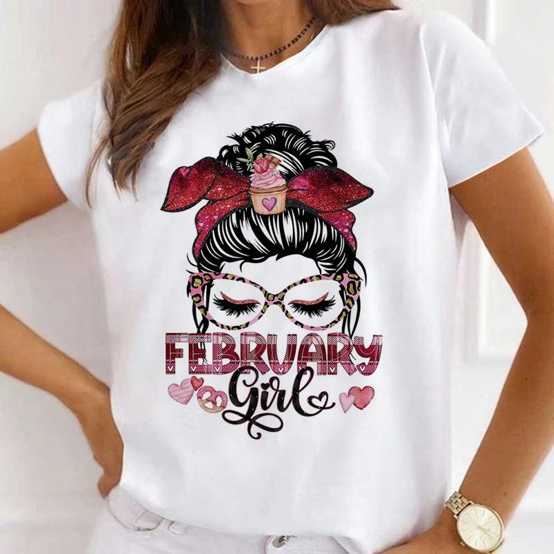 MOMO Printed Women's Short-Sleeved T-shirt round Neck Graphic Top Aesthetic Clothing Summer polyester fabricfor Women Model