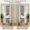 Hoher Stand-Badezimmerschrank, Rattan-Türen, Links-Rechts umkehrbar, Schublade, Magnetverschluss, Soft-Close-Scharniere, 40×30×166 cm, Weiß