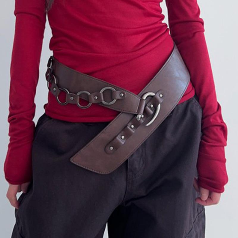 Retro European And American Style Leather Rivet Pin Buckle Adjustable Waist Seal Belt 2023 Trendy Personalized Women'S Belt